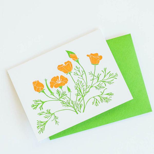 California Poppy Letterpress Greeting Card